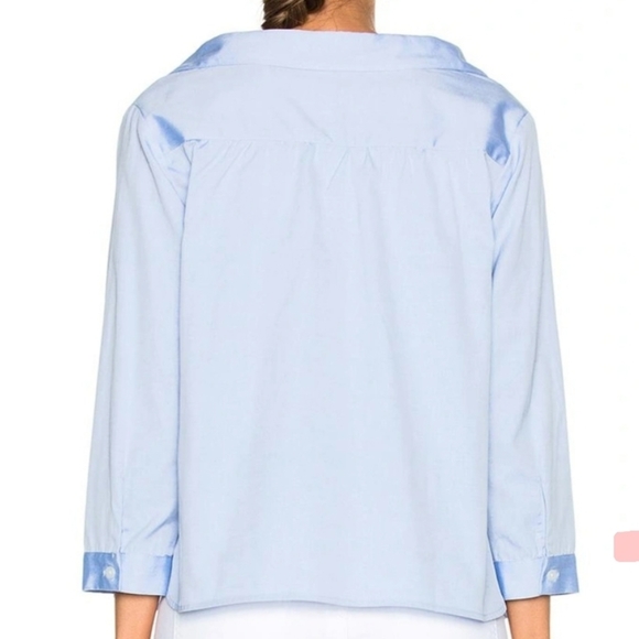 Sandy Liang Devlin Layered Cotton & Mesh top in blue - Picture 7 of 8